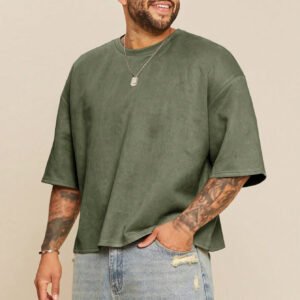 ميص تي شيرت رجالي فضفاض بأكمام قصيرة وياقة مستديرة