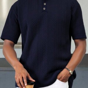 ملابس علوية بولو مضفر قصير الأكمام للرجال، طراز old Money