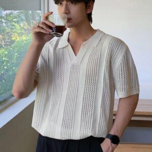 ملابس علوية محبوكة سادة للرجال للصيف