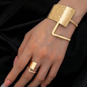 سوار هندسي جذاب 1قطعة + خاتم هندسي جذاب