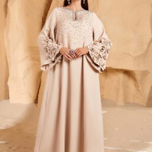 فستان أنيق مزين بالخرز والزهور ثلاثية الأبعاد بطراز عربي، للنساء، موسم الربيع